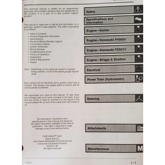 John Deere TM1754 Technical Manual for LX 200 Series Lawn Tractors 2001 - Picture 3 of 3